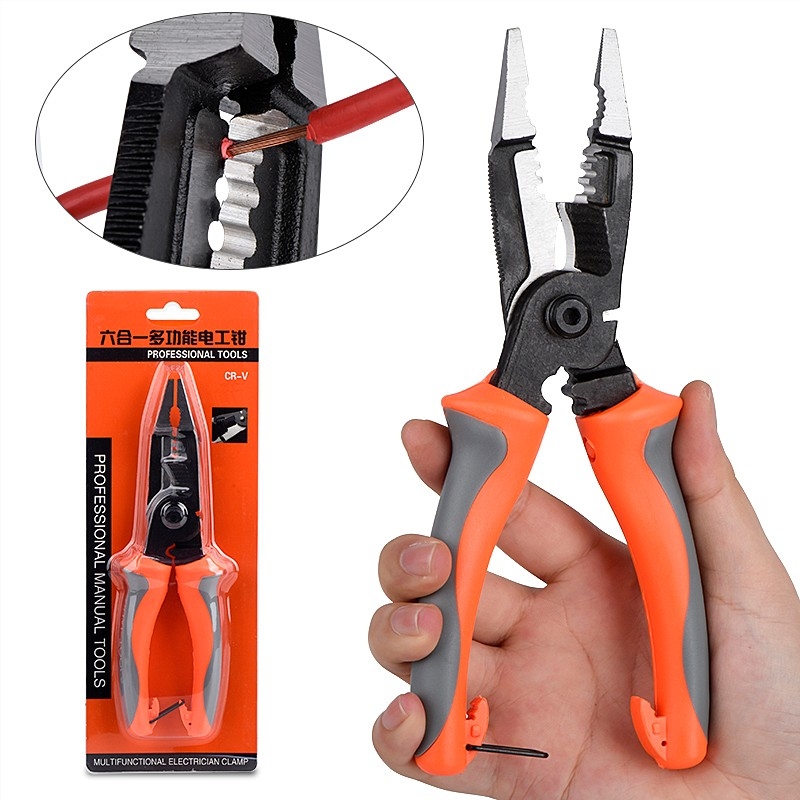 Multi-functional 6-in-1 cable stripping wire clippers